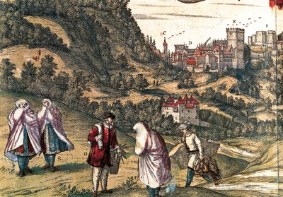 アルハンブラ宮殿のモーリシャス、ジョージ・ブラウンの版画、フランツ・ホーゲンベルク（1535-1590）が書いた「Civitatis Orbis Terrarum」（ゴットフリート・ケンペセンがケルンで6巻に分けて編集）に掲載されています。 作： Georg Braun and Hogenberg Franz