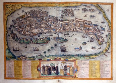 ブラウンとホーゲンベルグの地図「Civitates Orbis Terrarum」からのヴェネツィアの眺め 作： Georg Braun and Hogenberg Franz