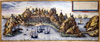Braun & Hogenbergのアトラス "Civitates Orbis Terrarum "より、イエメンのアデンの街の眺め 作： Georg Braun and Hogenberg Franz