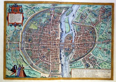 16世紀末のパリの街の風景。アトラス・デ・ブラウン＆ホーゲンベルグ、アムステルダム 作： Georg Braun and Hogenberg Franz