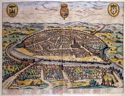 ブラウンとホーゲンベルグの地図から見たセビリアの風景 作： Georg Braun and Hogenberg Franz