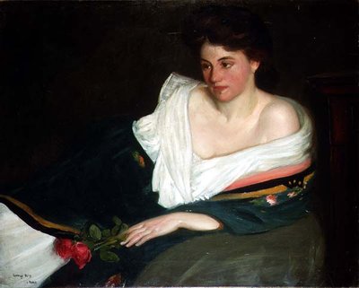 ソファに座る女性の肖像 作： George Charles Aid