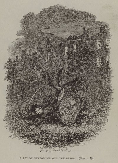 ちょっとしたパントマイムのオフ・ザ・ステージ(エングレービング) 作： George (after) Cruikshank