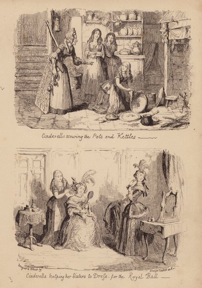 シンデレラとガラスの靴（版画） 作： George (after) Cruikshank