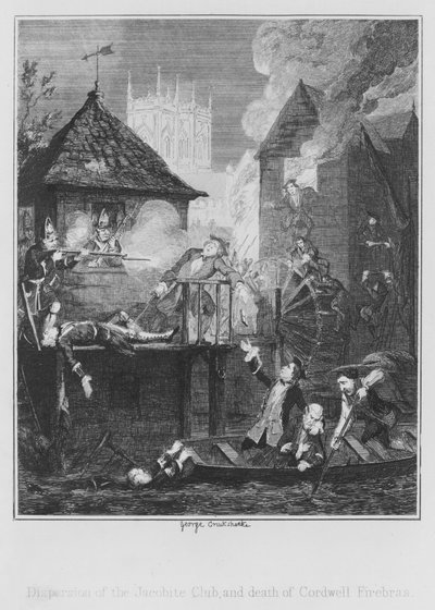 ジャコバイト・クラブの解散とコードウェル・ファイアーブラスの死(エングレーヴィング) 作： George (after) Cruikshank