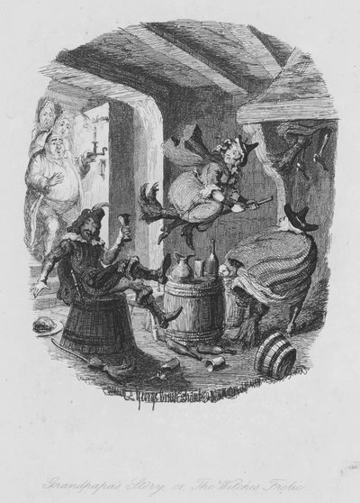 おじいちゃんの話」または「魔女の大騒ぎ」(彫刻) 作： George (after) Cruikshank