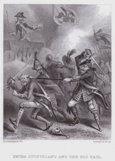 ピーター・スタイヴェサントと豚の尻尾（版画 作： George (after) Cruikshank