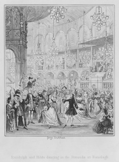 ラネラグのロタンダで踊るランダルフとヒルダ（彫刻 作： George (after) Cruikshank