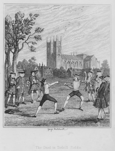 トシル・フィールドの決闘」（版画 作： George (after) Cruikshank