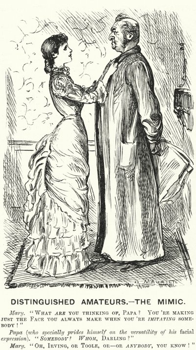 パンチの漫画Distinguished Amateurs - the Mimic (Engraving) 作： George (after) Du Maurier