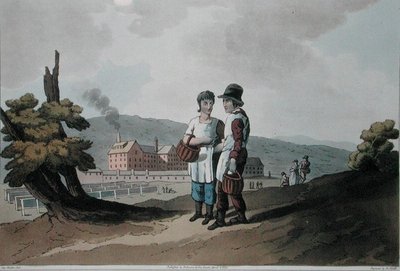 ロバート・ヘイヴル（1769-1832）が彫刻した「ヨークシャーの衣装」より「工場の子供たち」 1814年（カラーリトグラフ版） 作： George (after) Walker