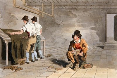ロバート・ヘイヴル（1769-1832）が彫刻した「ヨークシャーの衣装」より、プリエマーの少年 1814年（カラーリトグラフ版 作： George (after) Walker