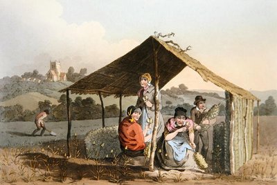 ロバート・ヘイヴル（1769-1832）が彫刻した「ヨークシャーの衣装」より「ティーズル・フィールド」 1814年（カラーリトグラフ版 作： George (after) Walker