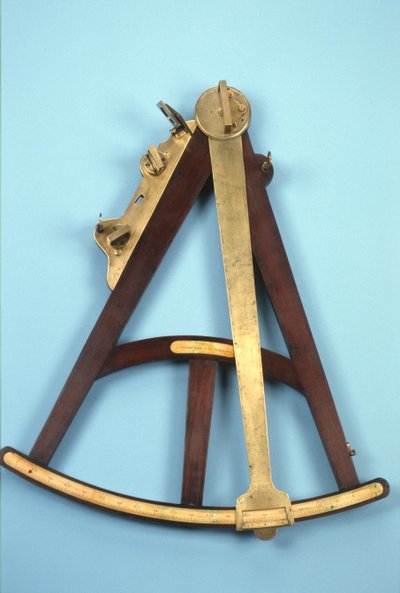 18インチハドレー象限または八分円、c.1760（木、真鍮、ガラス） 作： George Adams
