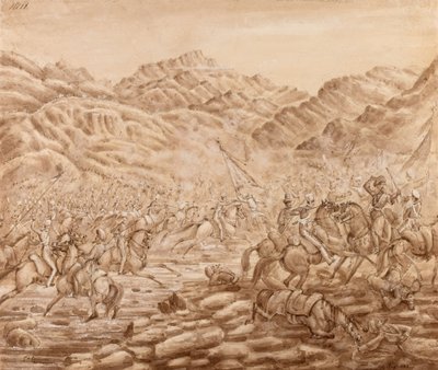 テジーンの戦いにおける後衛の騎兵隊の突撃 作： George Alfred Croly