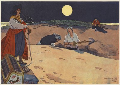 すぐに大きな穴が掘られ、宝物が慎重に置かれました 作： George Alfred Williams
