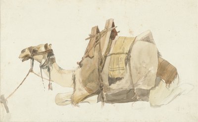 座っている荷を積んだラクダ 作： George Antoine Prosper Marilhat