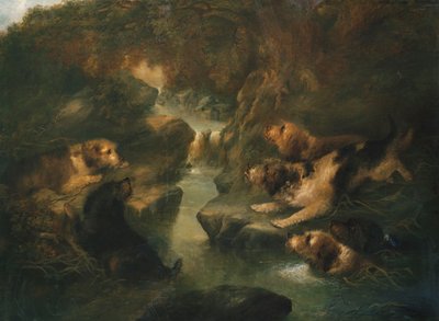 カワウソの狩猟、1867年 作： George Armfield