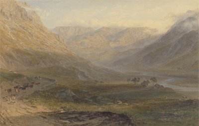 ナントフランコン、北ウェールズ、1862年（グラファイト、トイレ、削り取り、紙にガム） 作： George Arthur Fripp