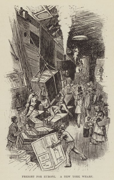 ヨーロッパの貨物、ニューヨークの埠頭 作： George Augustus Sala