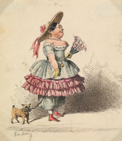 グロテスクな乙女と犬 作： George Augustus Sala