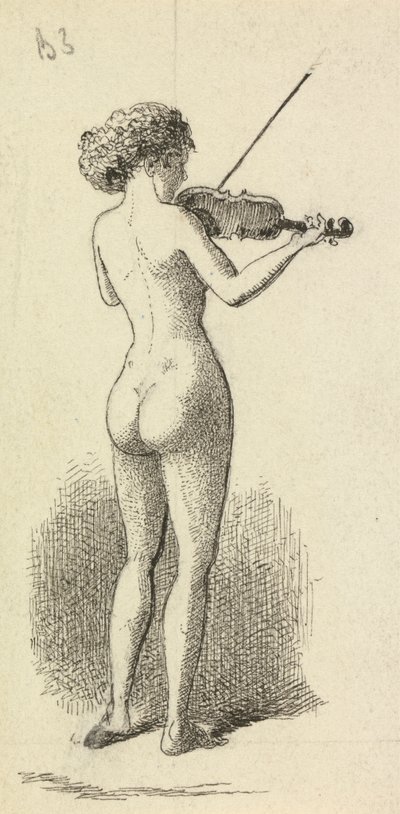 バイオリンを弾く裸の女性 作： George Augustus Sala