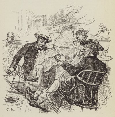 論文を読んで、椅子を揺する 作： George Augustus Sala