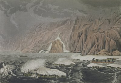 エドワード・フィンデン（1791-1857）puによって刻まれたサーファー・ジョン・フランクリン（1786-1847）による1819-22年の旅の物語から1819-22年の極地海の海岸への旅からなる、バロー岬の倍増遠征（1821年7月25日） 作： George Back