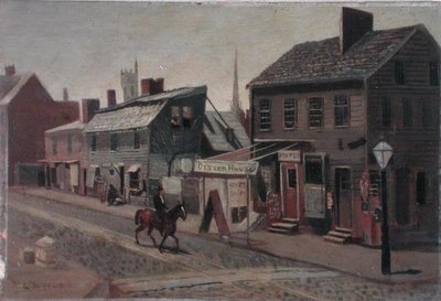 13番街とレース・ストリートの南西角 1875年頃（油彩・ボード） 作： George Bacon Wood