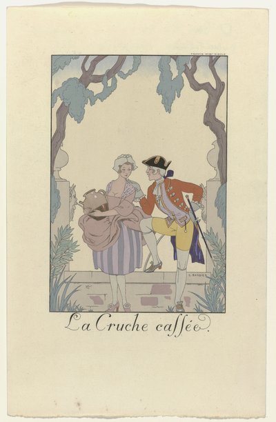 1925年のファルバラとファンフルーシュ：ラ・クリュシュ・カフェ 作： George Barbier