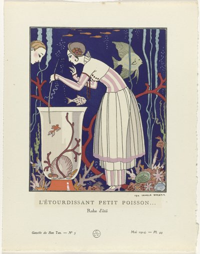 Gazette du Bon Ton、1914 - No. 5、Pl. 44: 見事な小魚 (...) / 夏のドレス (オブジェクトのタイトル) 作： George Barbier