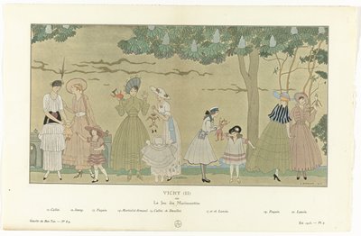 Gazette du Bon Ton、1915 年夏 - No. 8-9、Pl. 3: Vichy (II) / または / Le Jeu des Marionnettes (オブジェクトのタイトル) 作： George Barbier