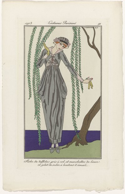 Journal des Dames et des Modes、パリの衣装、1913年、No. 91：タフタのドレス (...) 作： George Barbier