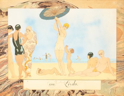 リド島にて」（『Le Bonheur du Jour or, Les Graces à la Mode』1924年より）。 作： George Barbier