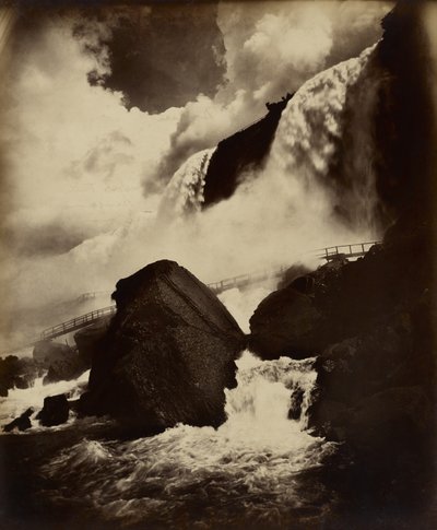 風の洞窟、ナイアガラの滝、1890年頃（ガラスのネガからアルブメンのシルバープリント） 作： George Barker