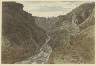 二つの家に通じる川の谷と山道 作： George Barret jr. (possibly)