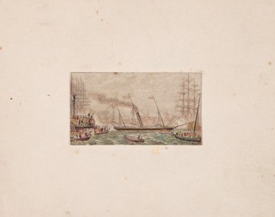 ニードル ボックス プリント: キルケニー湾の王立艦隊、1850 年。 作： George Baxter
