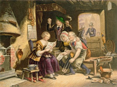 自宅からのニュース、1854 作： George Baxter
