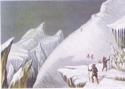 コリンズが発行したブリティッシュアドベンチャーのモンブラン登山の舞台、1947年 作： George Baxter