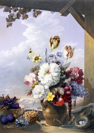 ガーデナーズシェッド、J。バーソロミューによる絵画、1856年（油絵の具で印刷） 作： George Baxter