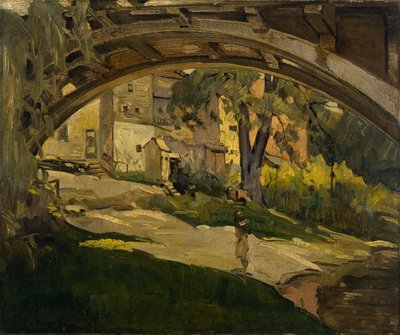 アーチ橋の下の少女（キャンバスに油彩） 作： George Benjamin Luks
