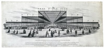 1851年の博覧会のためにハイドパークに建てられた建物の内部。女王陛下の委員会により最終的に承認されたもの。 作： George Berger