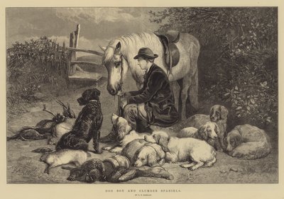 犬の少年とクランバースパニエル 作： George Bouverie Goddard