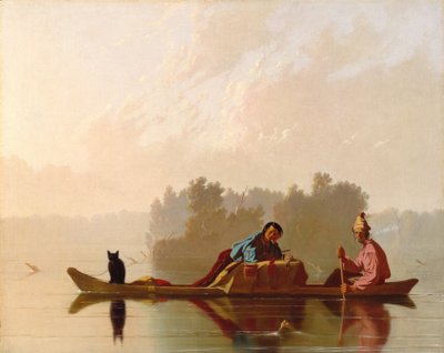 ミズーリ河を下る毛皮商人 作： George Caleb Bingham