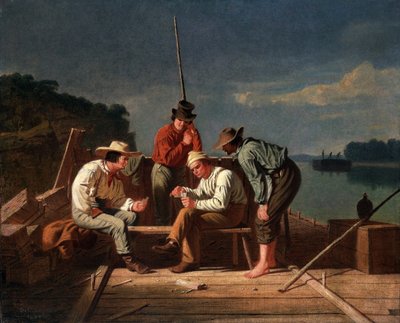 窮地に立たされたミシシッピ・ラフトマンたち 作： George Caleb Bingham
