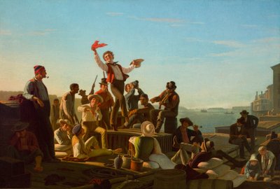 港の愉快なフラットボートメン 作： George Caleb Bingham