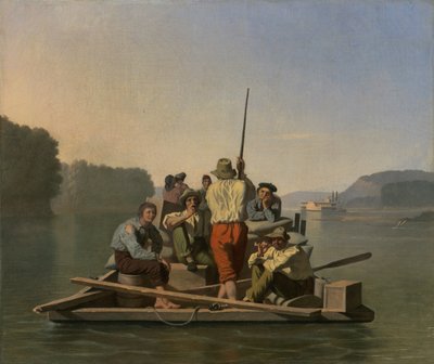 蒸気船の座礁を緩和するライター 作： George Caleb Bingham