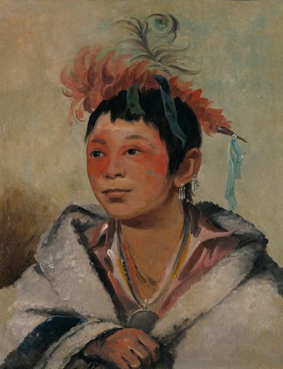 アウ・ナ・クウェ・トゥ・ハウ・パヨ、雲の中に座る者、少年 作： George Catlin