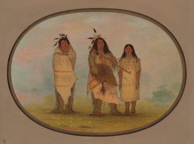 シャイアン族の酋長とその妻、そして薬師、18611869。 作： George Catlin
