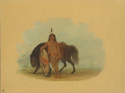 馬を休ませるシャイアン族の戦士、18611869。 作： George Catlin